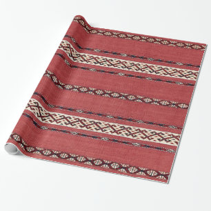 Papier Cadeau Triangle Striangle Kilim II Rouge Noir Blanc