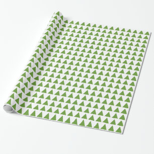Papier Cadeau Triangles - Avocado vert sur blanc