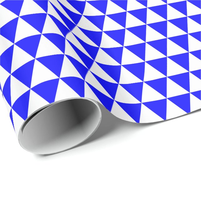 Papier Cadeau Triangles blancs et bleus (Coin rond)
