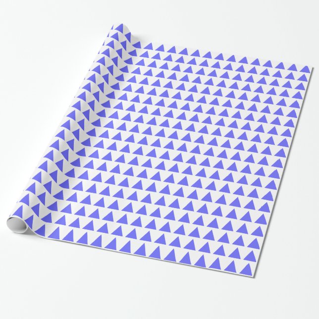 Papier Cadeau Triangles - Bleu électrique sur blanc (Déroulé)