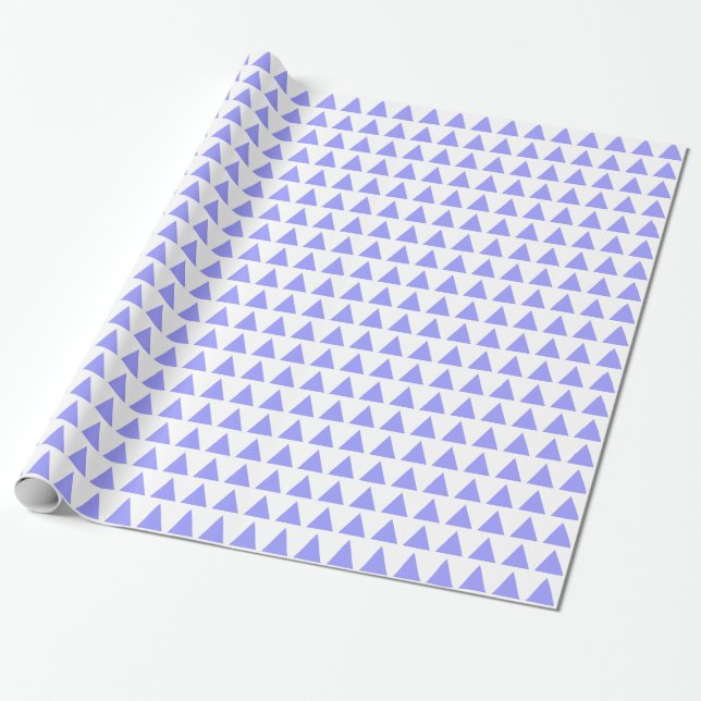 Papier Cadeau Triangles - Bleu pastel sur blanc (Déroulé)