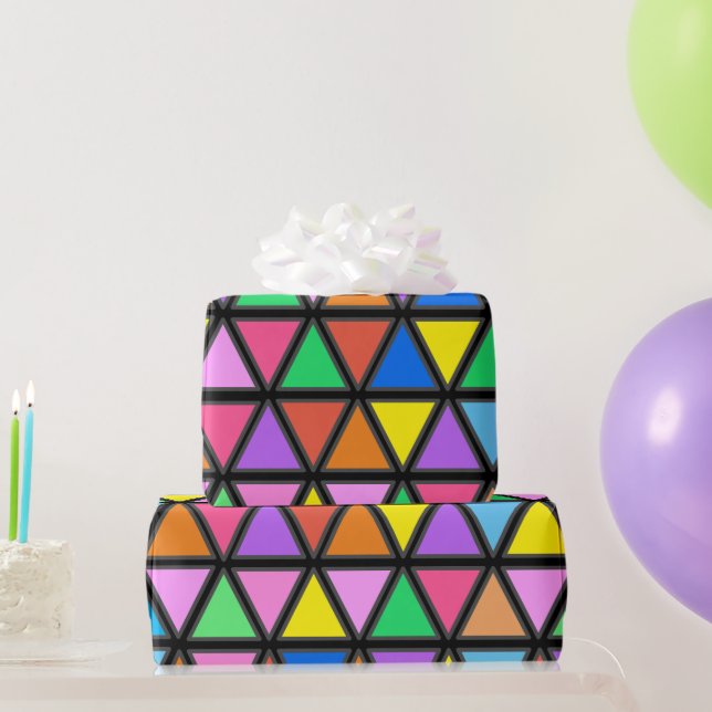 Papier Cadeau Triangles Colorés - Jeu Vibrant Motif à thème (Cadeaux de fête)