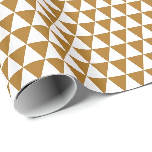 Papier Cadeau Triangles en or blanc et mat (Coin rond)