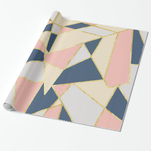 Papier Cadeau Triangles géométriques Girly avec de l'or de Fau