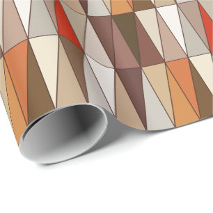 Papier Cadeau Triangles géométriques modernes, beige, brun,