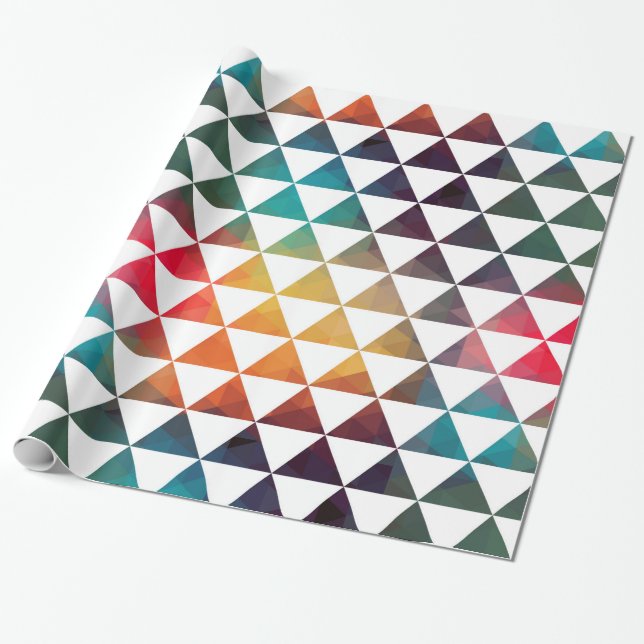 Papier Cadeau Triangles géométriques modernes colorés (Déroulé)