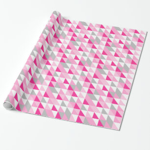 Papier Cadeau Triangles gris blanc rose géométrique Motif