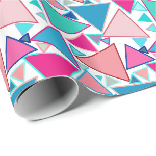Papier Cadeau Triangles modernes du milieu du siècle, turquoise