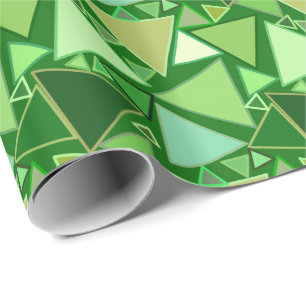 Papier Cadeau Triangles Modernes Du Milieu Du Siècle, Vert Émera