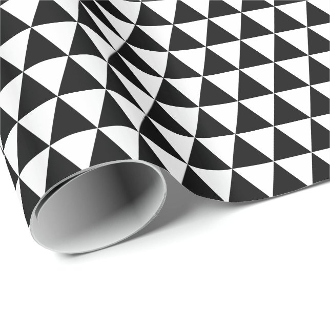 Papier Cadeau Triangles noirs et blancs (Coin rond)