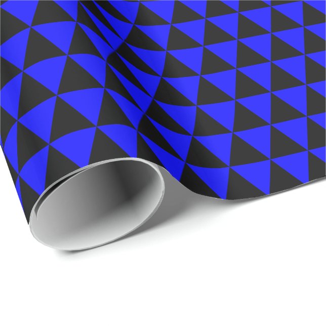 Papier Cadeau Triangles noirs et bleus (Coin rond)