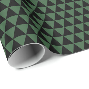 Papier Cadeau Triangles noirs et verts chasseur
