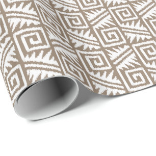 Papier Cadeau Tribal aztèque d'Ikat - Taupe Tan et crème