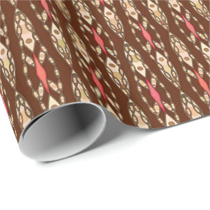Papier Cadeau Tribal Batik - Brown, Tan et Coral