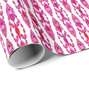 Papier Cadeau Tribal Batik - Burqundy et Fuchsia Pink