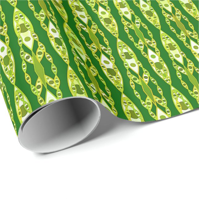 Papier Cadeau Tribal Batik - Dark Green et Avocado (Coin rond)