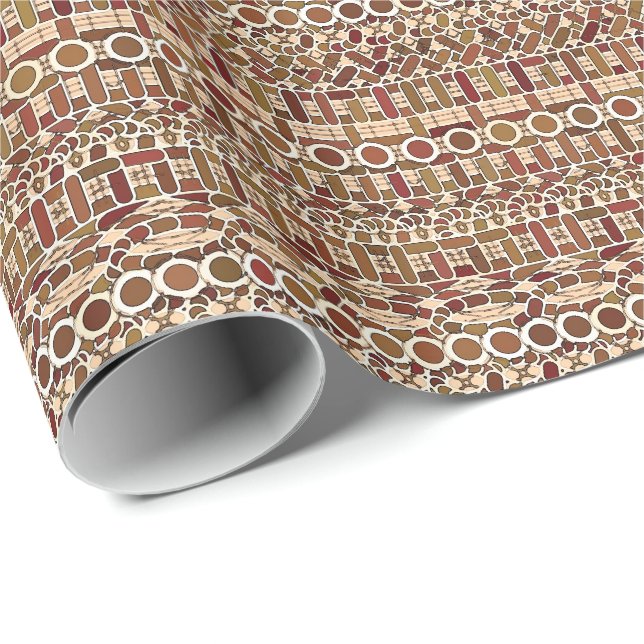 Papier Cadeau Tribal Batik - neutralité des tons de terre (Coin rond)