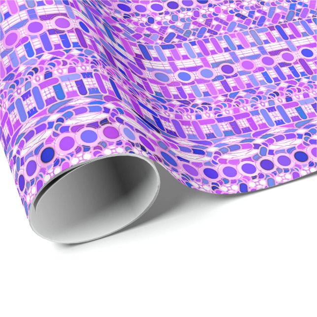 Papier Cadeau Tribal Batik - nuances violet violet violet (Coin rond)