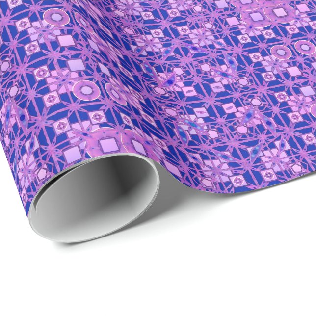 Papier Cadeau Tribal Batik - tons violets (Coin rond)