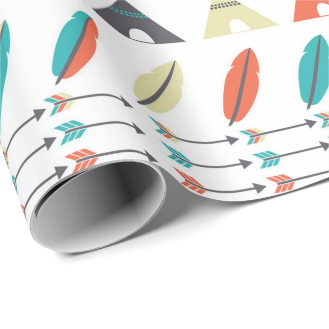 Papier Cadeau - Tribal Teepee (Coin rond)