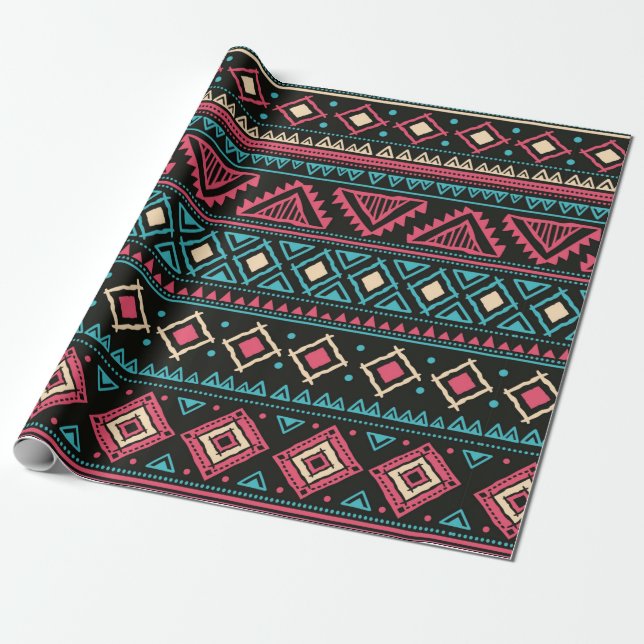 Papier Cadeau Tribal vintage ethnique motif homogène (Déroulé)