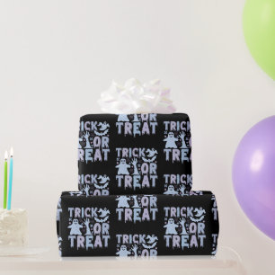 Papier Cadeau Trick or Treat Fantômes Mignon Halloween Noir