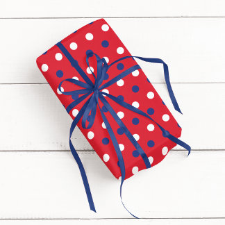 Papier Cadeau Tricolore Rouge Blanc et Bleu à pois