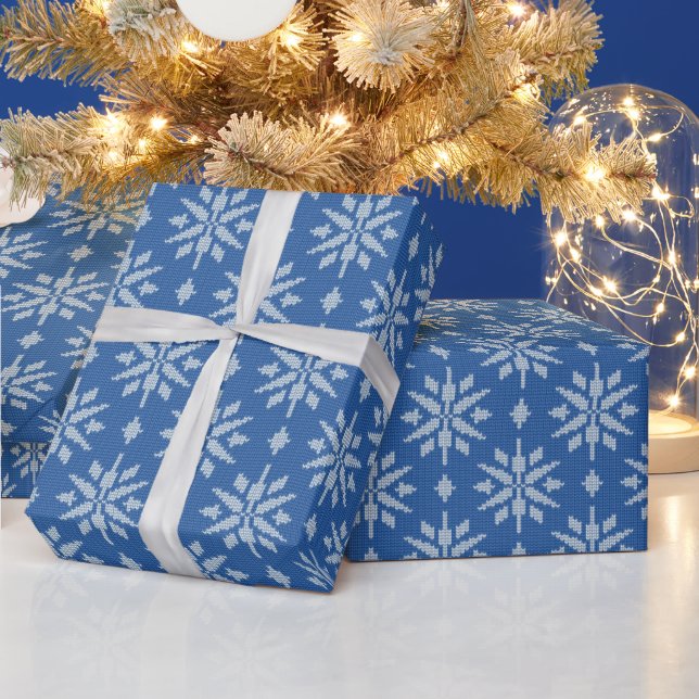 Papier Cadeau Tricot Chute de Neige  (Vacances)