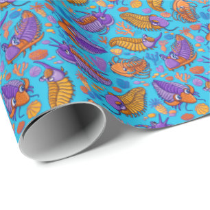 Papier Cadeau Trilobites sur arrière - plan bleu clair (motif e