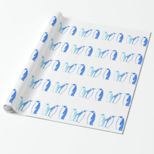 Papier Cadeau Trio bleu de pingouin