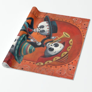 Papier Cadeau Trio de mariachi de Dia de Los Muertos Skeleton