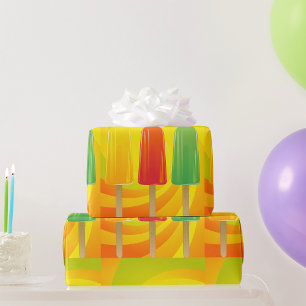 Papier Cadeau Trio de sucettes glacées d'été Popsicles lumineuse