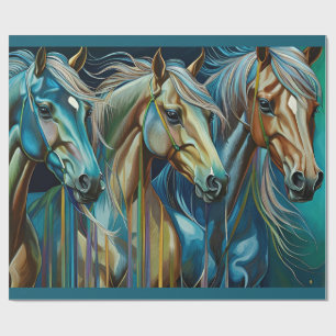 Papier Cadeau Trio des chevaux
