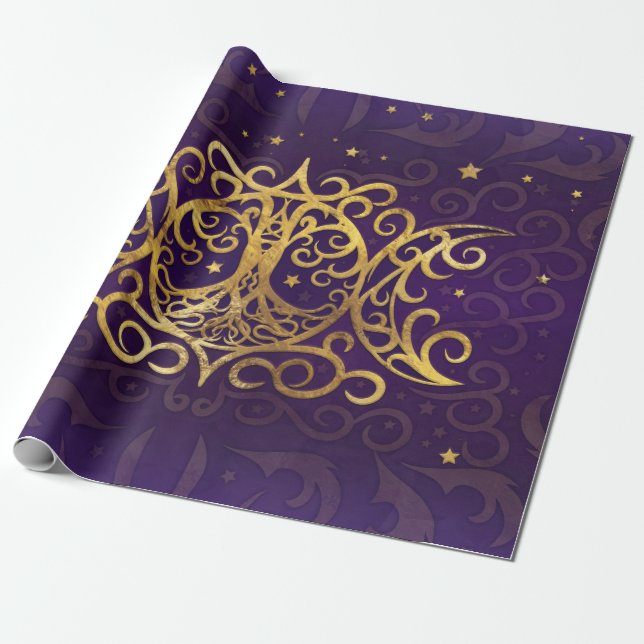 Papier Cadeau Triple Moon - Triple Goddess Gold and Purple (Déroulé)