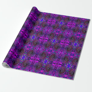 Papier Cadeau Trippy Black et Magenta Retro Liquid Swirl