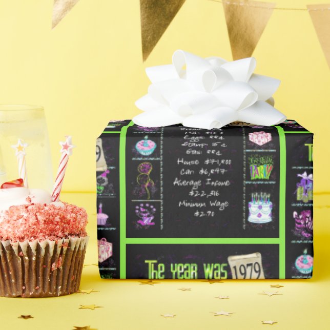 Papier Cadeau Trivia de l'année d'anniversaire 1979 (Fête d'anniversaire)