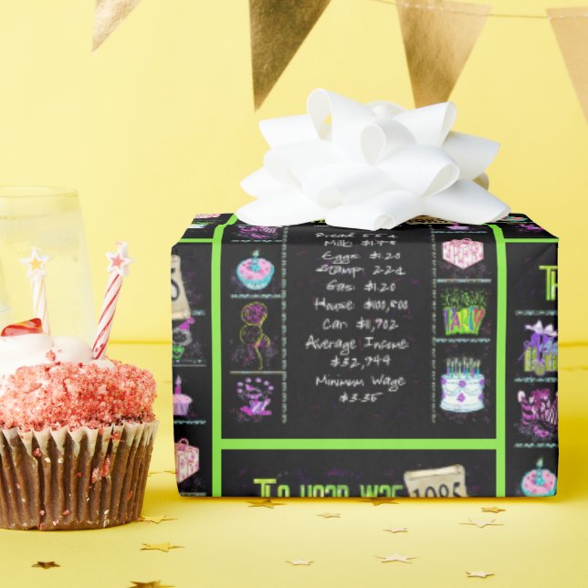 Papier Cadeau Trivia de l'année d'anniversaire 1985 (Fête d'anniversaire)