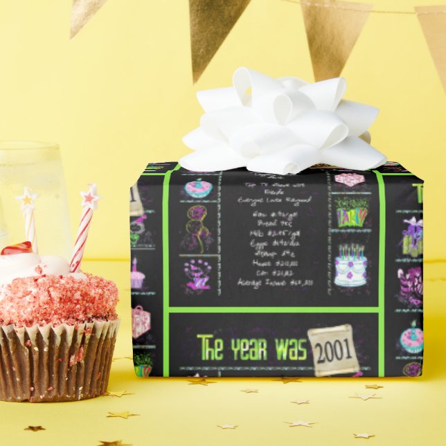 Papier Cadeau Trivia de l'année d'anniversaire 2001 (Fête d'anniversaire)