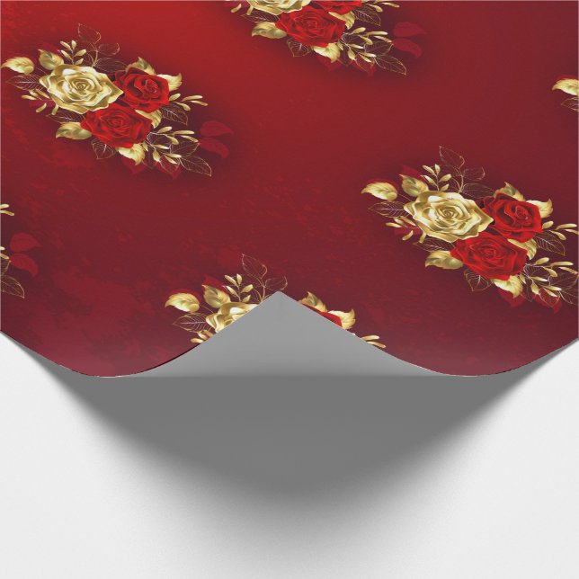 Papier Cadeau Trois Roses de bijoux (Coin)