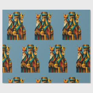 Papier Cadeau Trois Sages Hommes Art de Nativité Abstrait