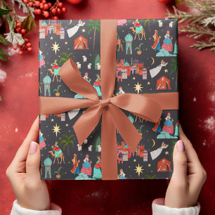 Papier Cadeau Trois sages hommes Vacances de Noël