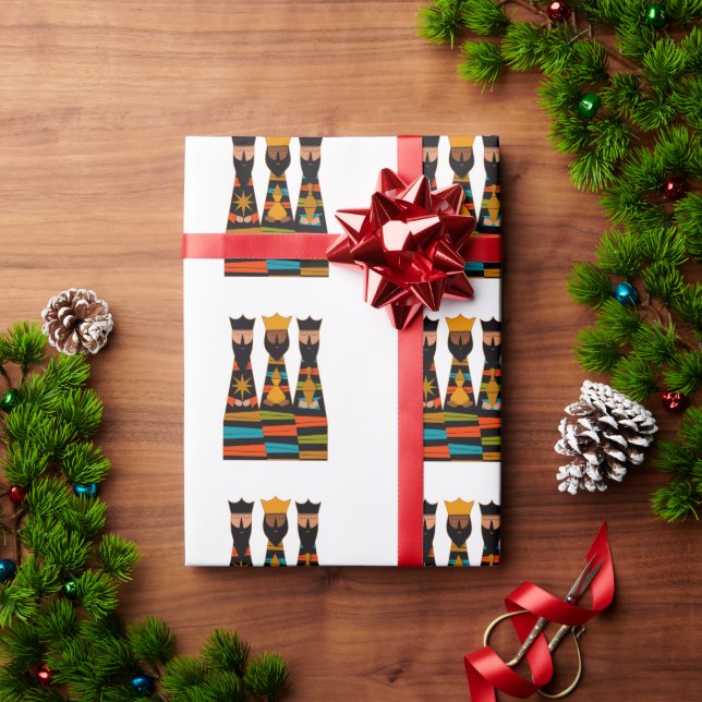 Papier Cadeau Trois Sages Modernes du Milieu du Siècle (Cadeau de vacances)