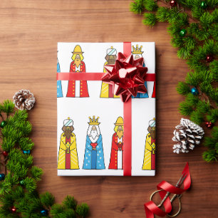 Papier Cadeau Trois sages sur fond blanc