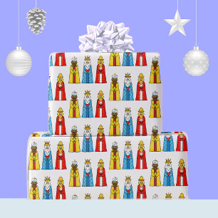 Papier Cadeau Trois Sages sur fond blanc