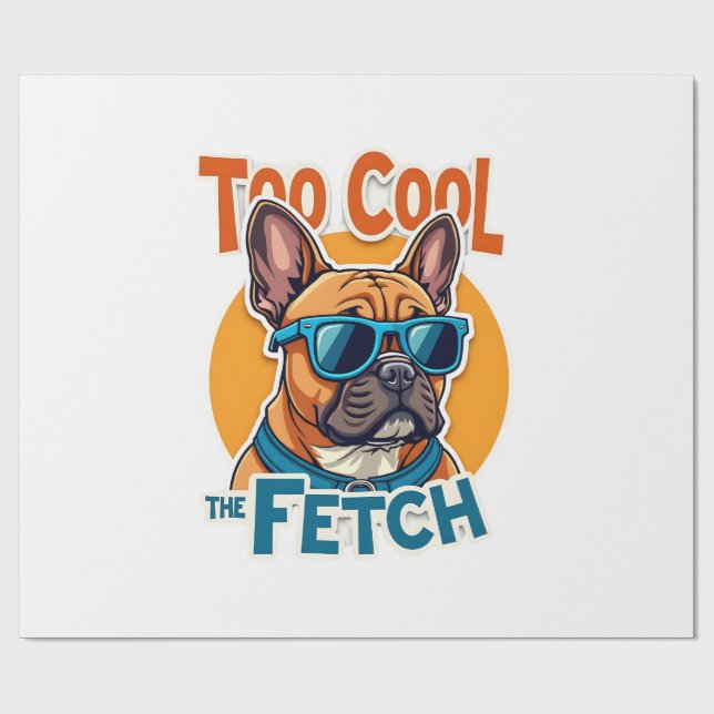 Papier Cadeau Trop Cool pour Fetch Bouledogue Français Lunettes  (Plat)
