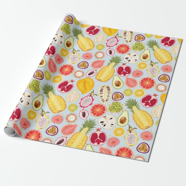 Papier Cadeau Tropcal fruit wrapping paper (Déroulé)