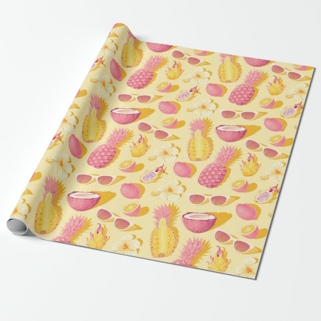 Papier Cadeau Tropcal fruit wrapping paper (Déroulé)
