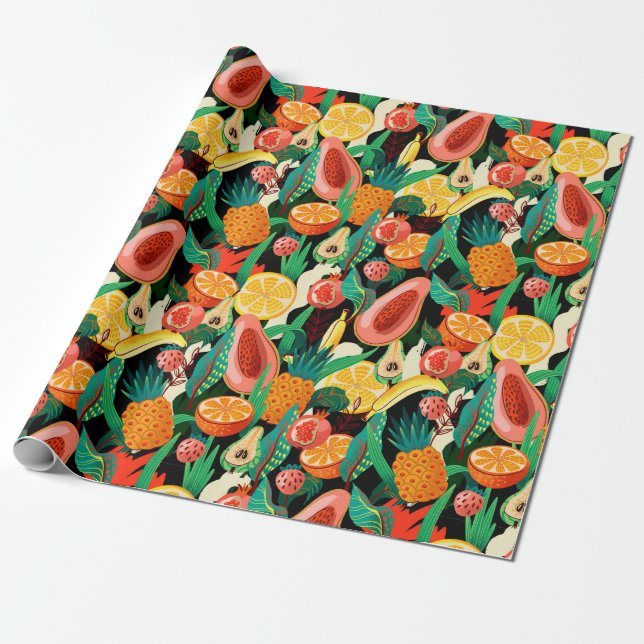 Papier Cadeau Tropcal fruit wrapping paper (Déroulé)