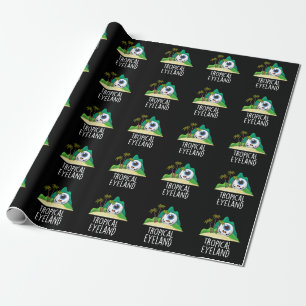 Papier Cadeau Tropical Eye-land Île Drôle de Pun Dark BG