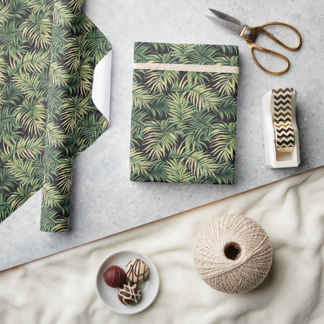 Papier Cadeau Tropical Green Palm Leaf Illustration (Artisanat)